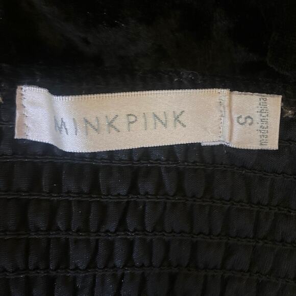 Mink Pink Black Velvet Sweetheart Neck Spaghetti Strap Bustier Crop Top Size S - Picture 5 of 6